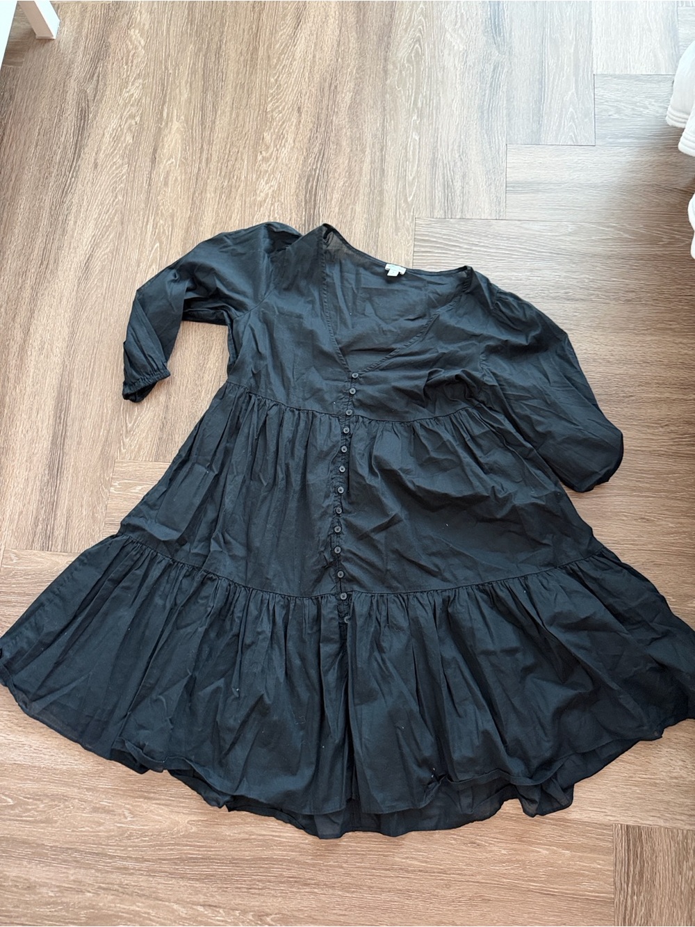 J. Crew Black Tiered Button-Front Dress
